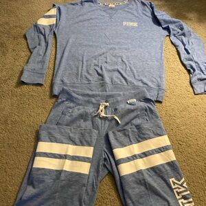 Blue and White Set with Striped Pants